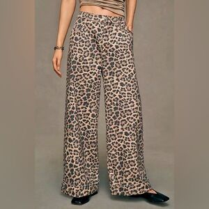 Pilcro Animal Print Wide-Leg Pants